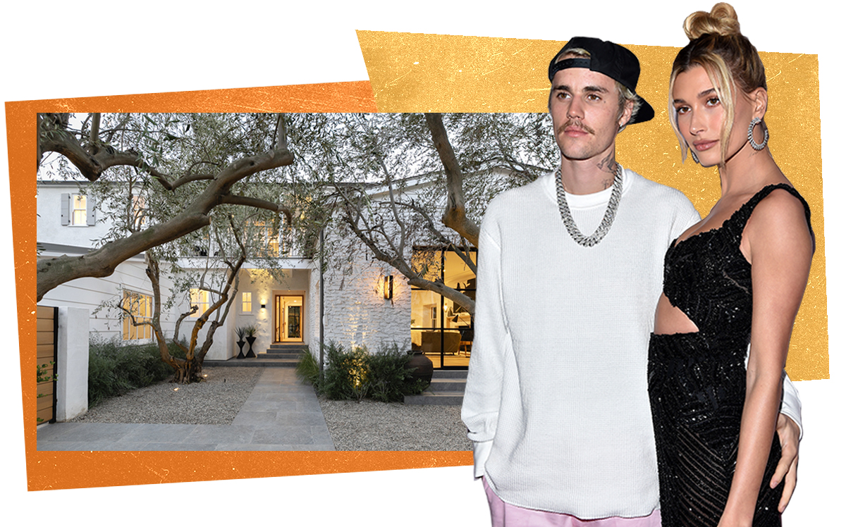 Justin Bieber and Hailey Baldwin with 1710 Tropical Avenue (Getty, Redfin)