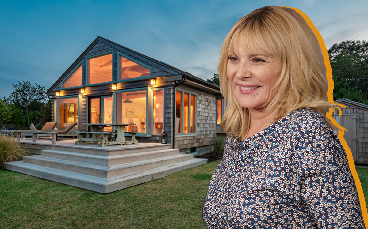 Kim Cattrall and her East Hampton home (Getty, Sotheby's)