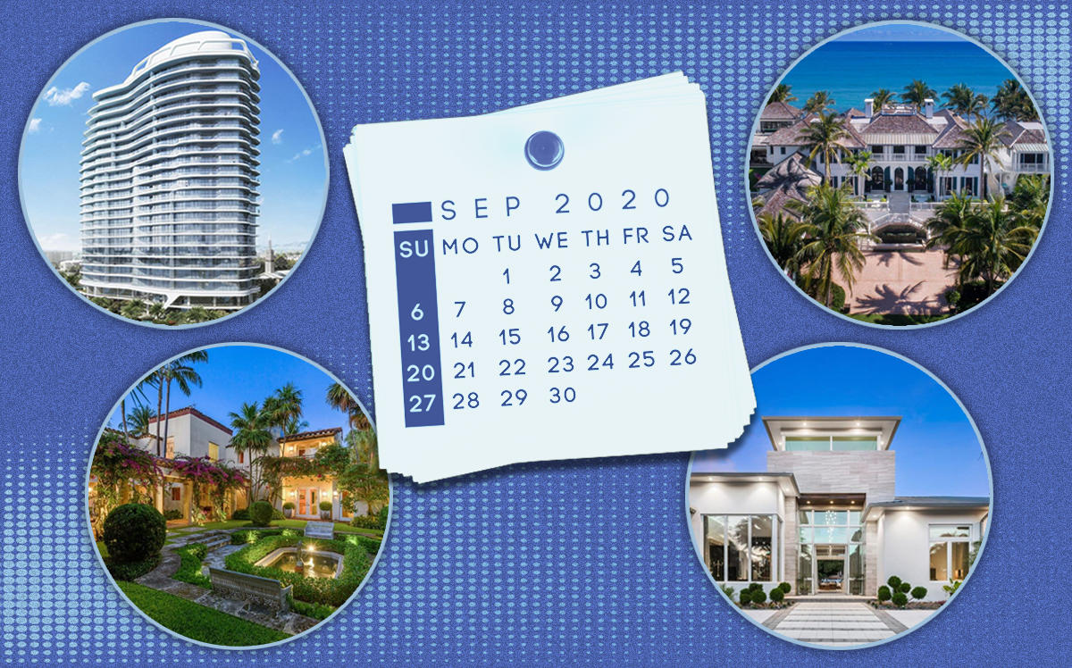 From left: The Bristol in West Palm Beach; 6431 Pine Tree Drive Circle, Miami Beach; 2325 Desota Drive, Fort Lauderdale; and 12520 Seminole Beach Road, North Palm Beach (Realtor, iStock)