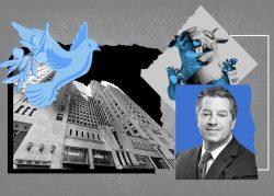 SL Green CEO Marc Holiday and 420 Lexington Avenue with Scabby the Rat (Getty; Google; SL Green)