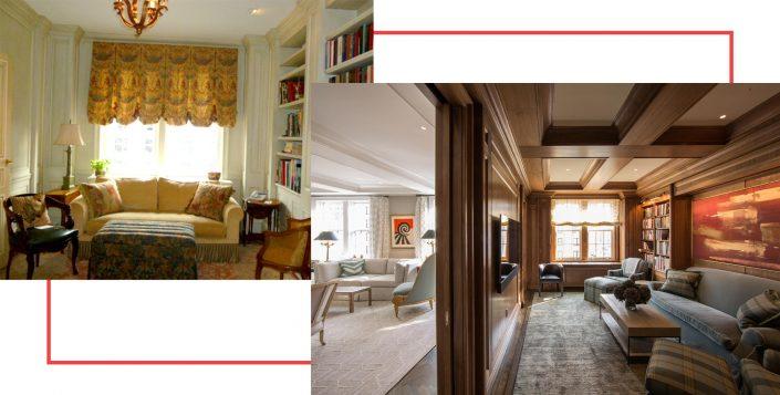Before and after images of a library from The Renovated Home