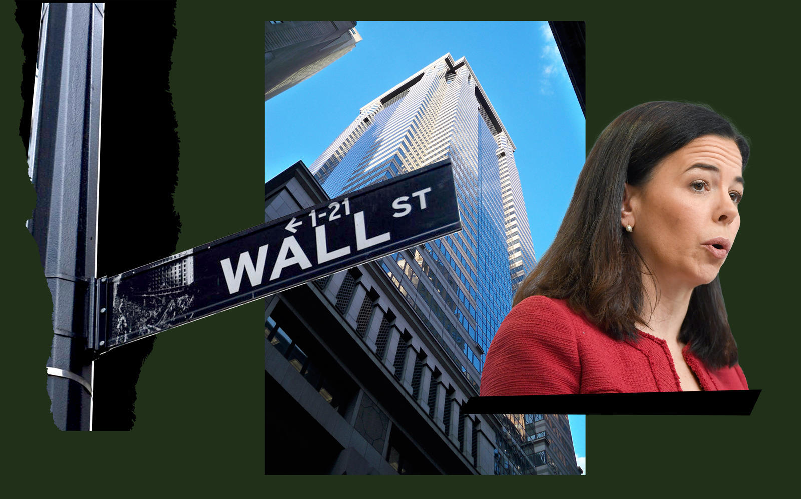 60 Wall Street and Deutsche Bank CEO of Americas Christiana Riley (Wikipedia Commons; PxHere; Getty)