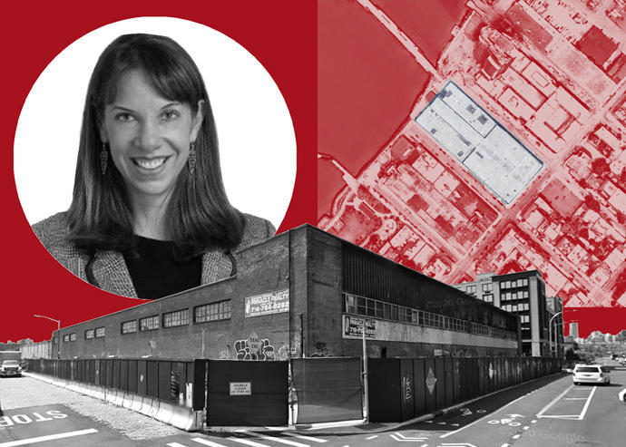 Lendlease's Melissa Burch and 18 India Street in Greenpoint (Google Maps; Connect Conferences)