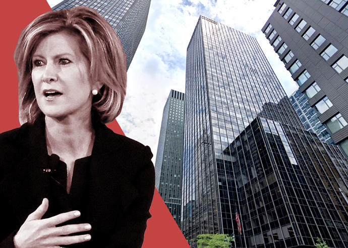 JPM asset CEO Mary Callahan Erdoes and 605 Third Avenue (Getty; Google Maps)