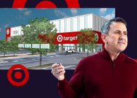 Renderings of Target at Cross County Center in Yonkers and Target CEO Brian Cornell (Photos via Marx Realty; Getty)