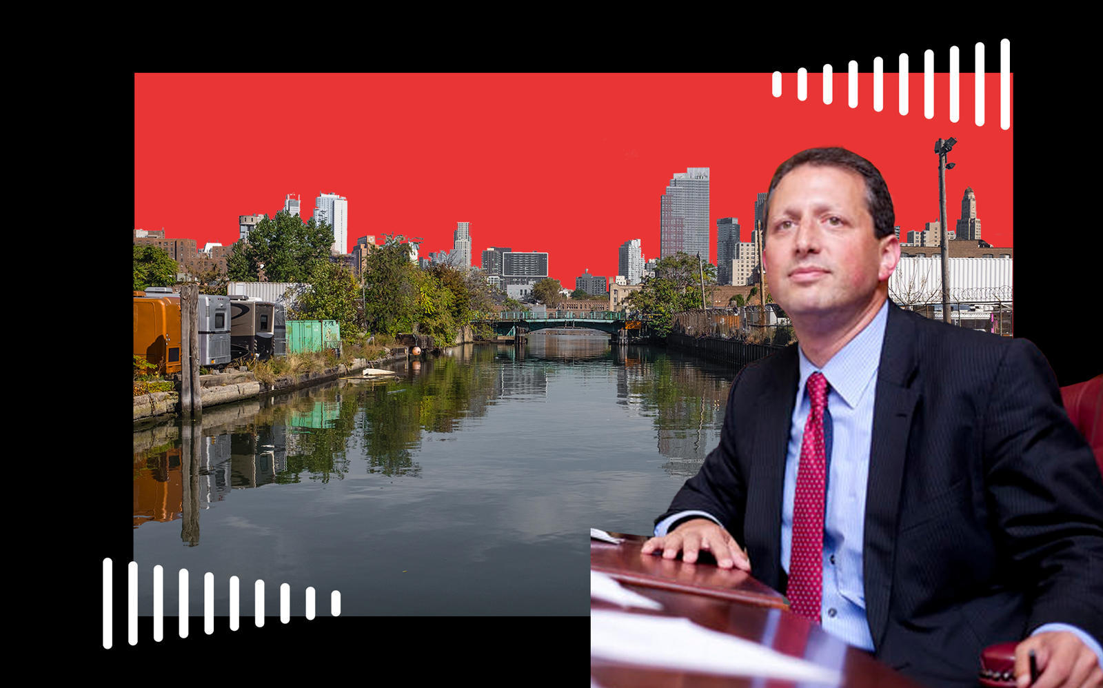City Council member Brad Lander and the Gowanus canal (Getty; City Council)
