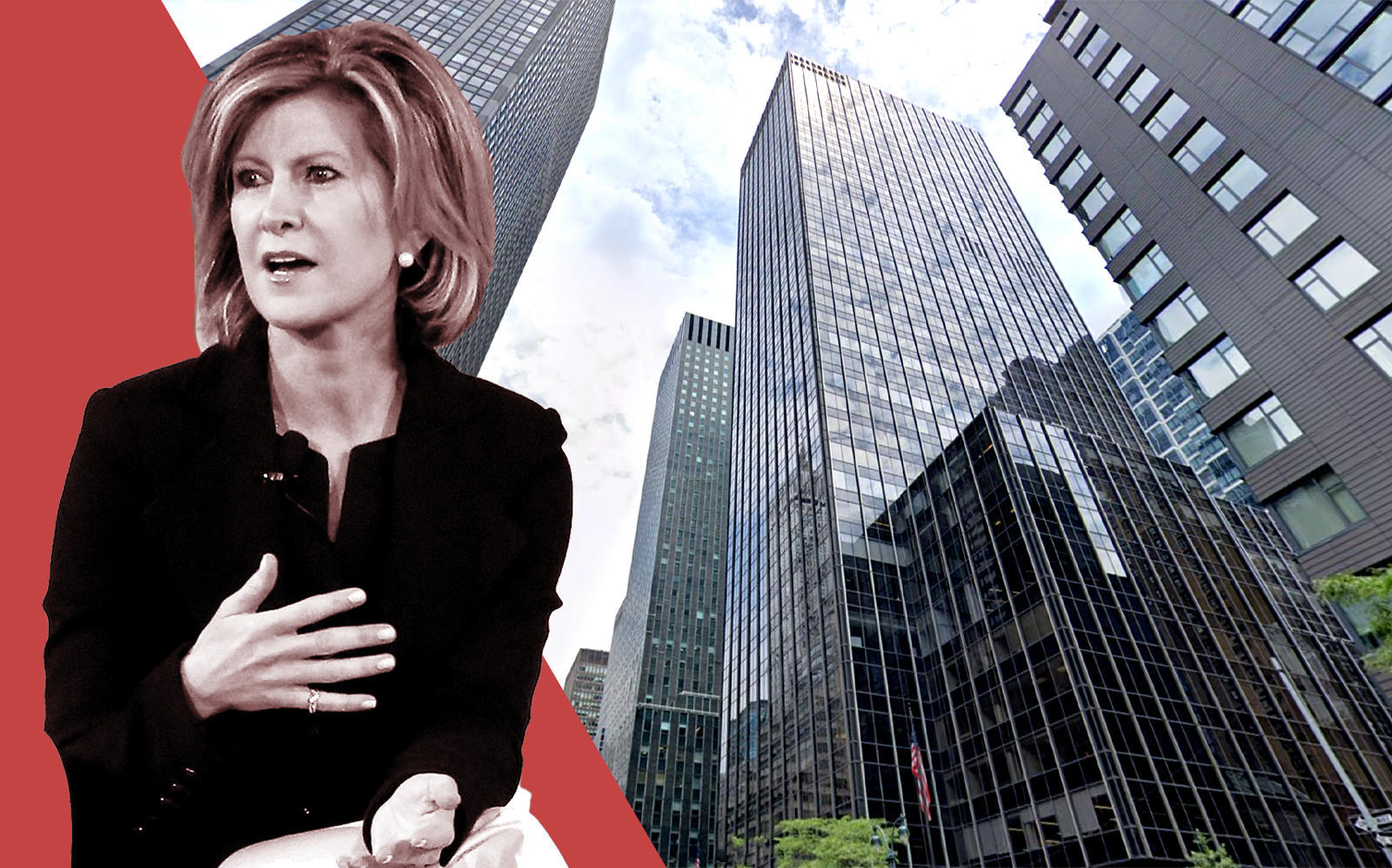 JPM asset CEO Mary Callahan Erdoes and 605 Third Avenue (Getty; Google Maps)
