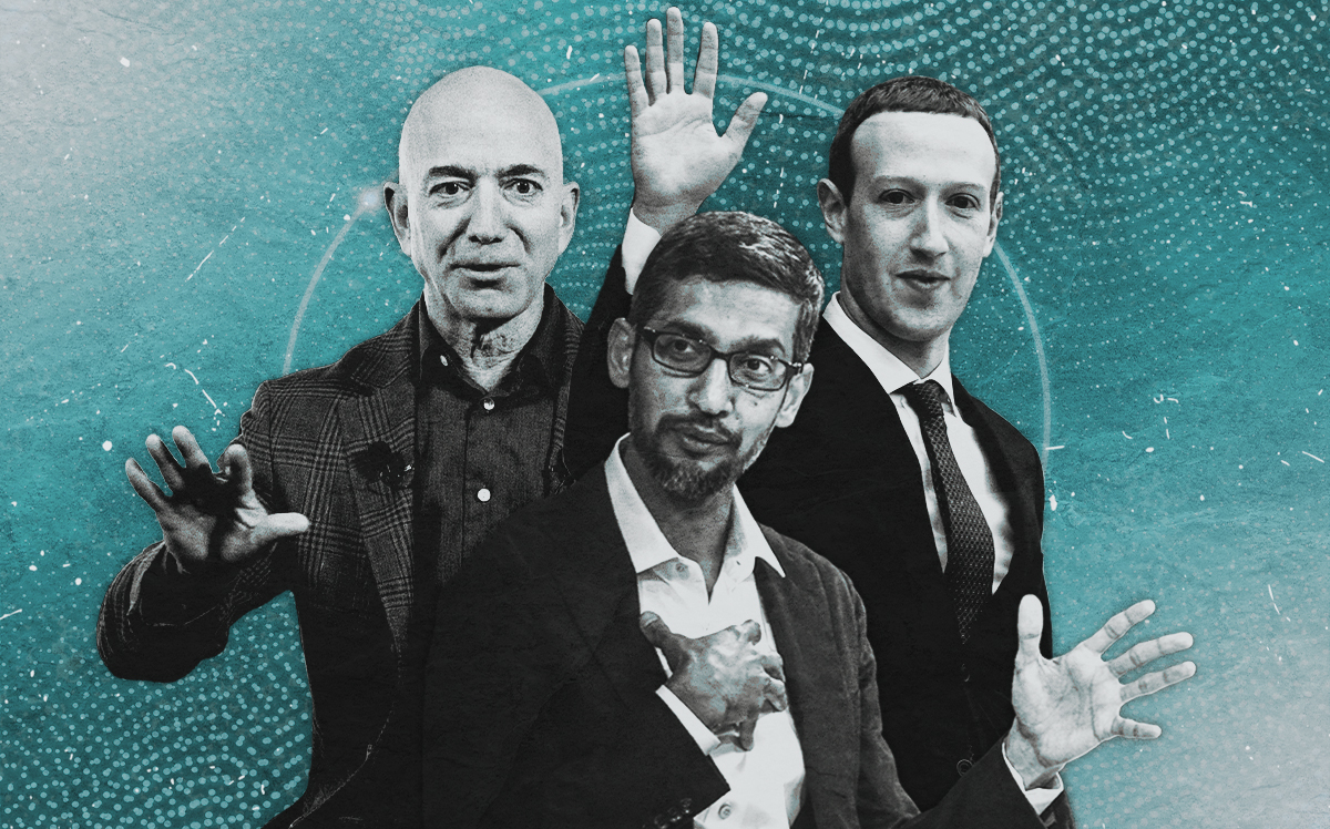 Amazon's Jeff Bezos, Google's Sundar Pichai and Facebook's Mark Zuckerberg (Getty, iStock)