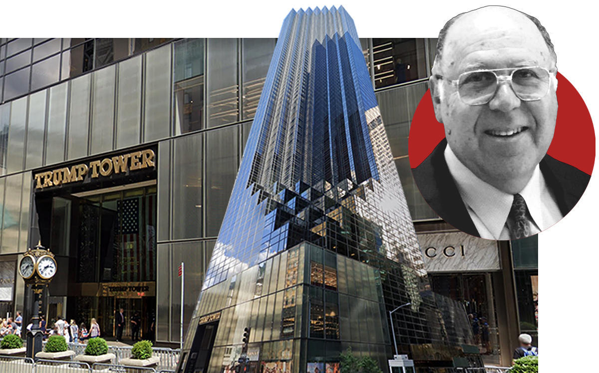 Trump Tower and (inset) Henry Laufer (Google Maps, Archetron)