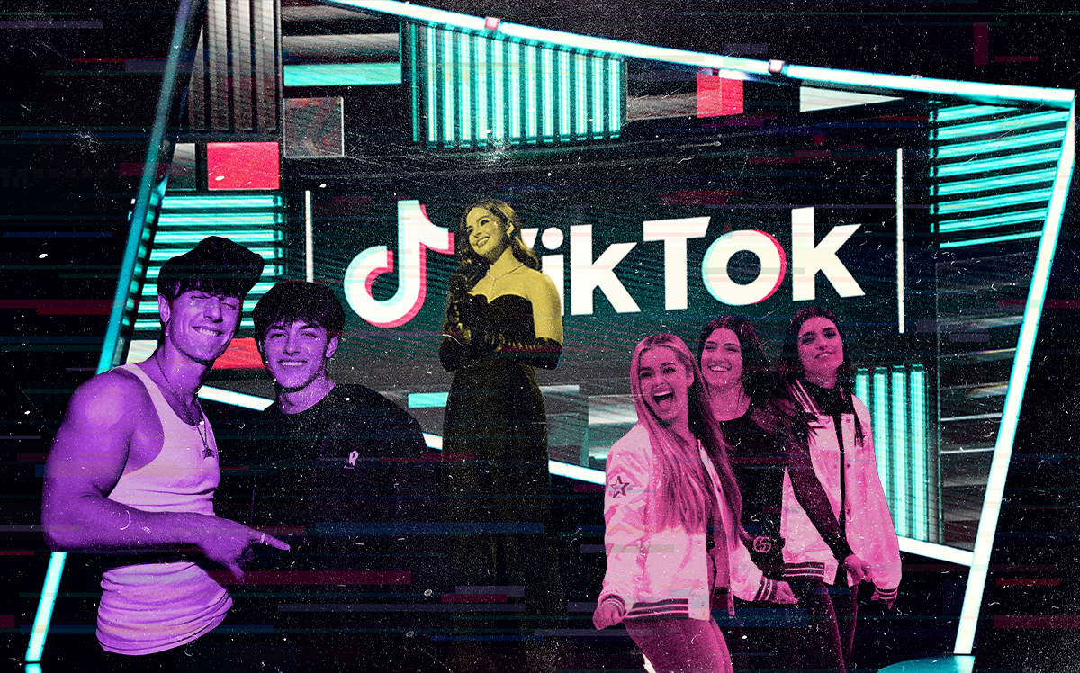 TikTok's biggest stars include (from left) Bryce Hall, Griffin Johnson, Addison Rae, Charli D'Amelio and Dixie D’Amelio (Getty)