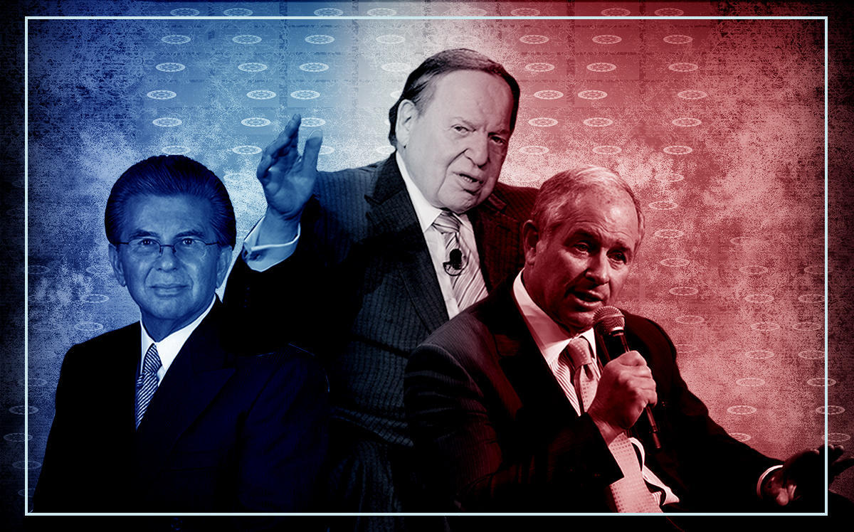 George Marcus, Sheldon Adelson and Stephen Schwarzman (Marcus & Millichap, Getty)