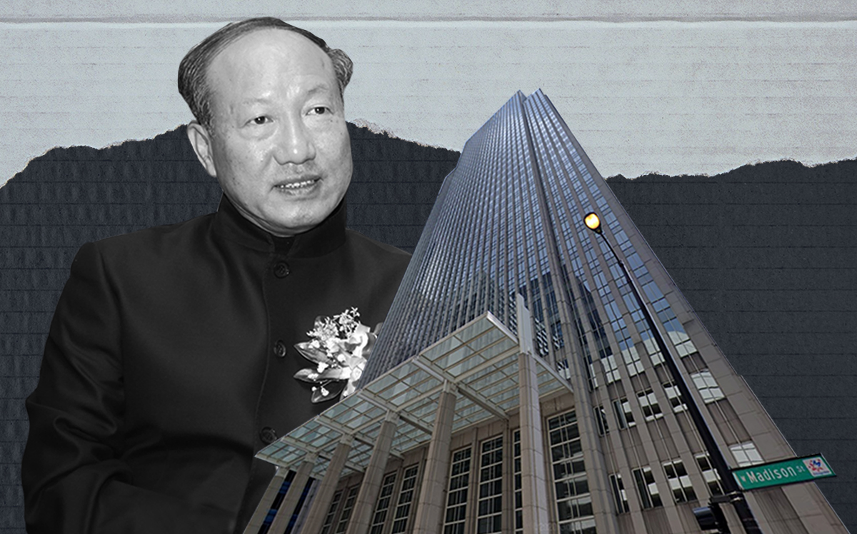 HNA Group Founder Chen Feng and 181 West Madison Street (Getty, Google Maps)