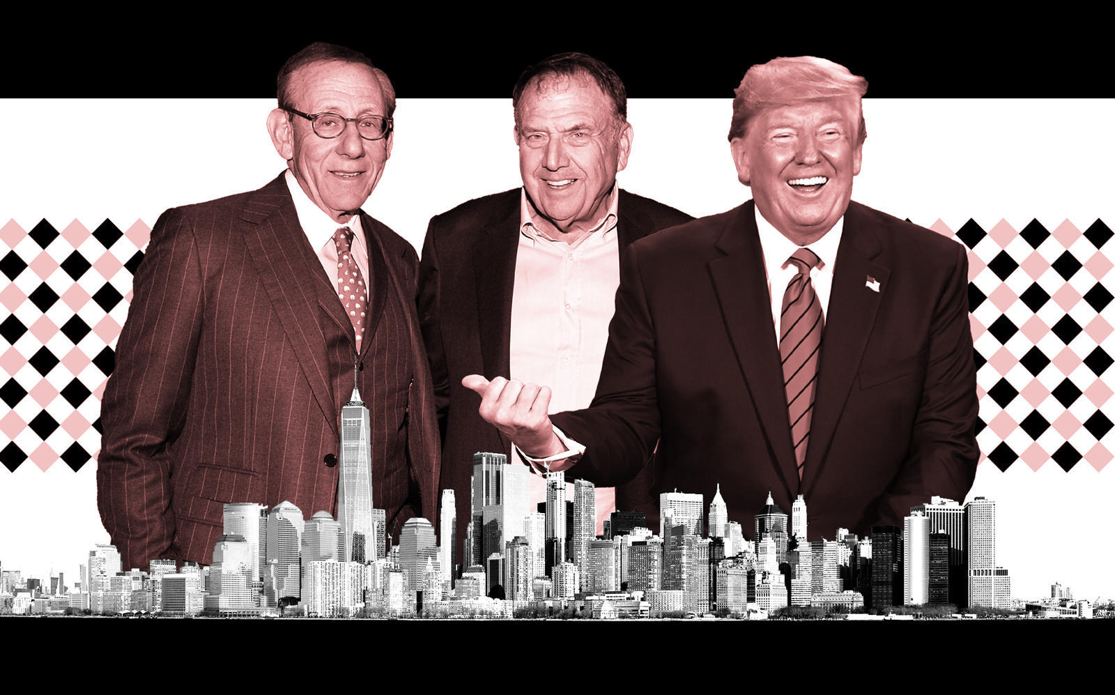 From left: Related chairman Stephen Ross, LeFrak CEO Richard LeFrak and President Donald Trump (Getty)
