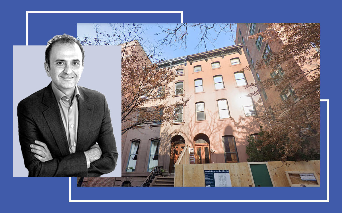 Behzad Aghazadeh and the Brooklyn townhouse (Photos via Avoro Capital and Google Maps)