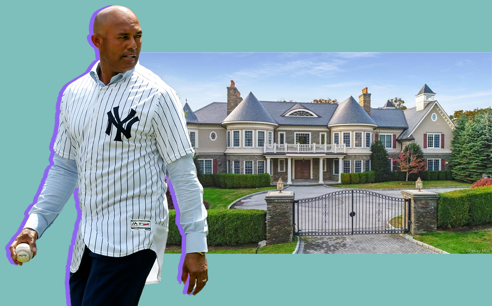 Mariano Rivera and his home at 1 Brook View Lane in Rye (Photos via Getty; Redfin)