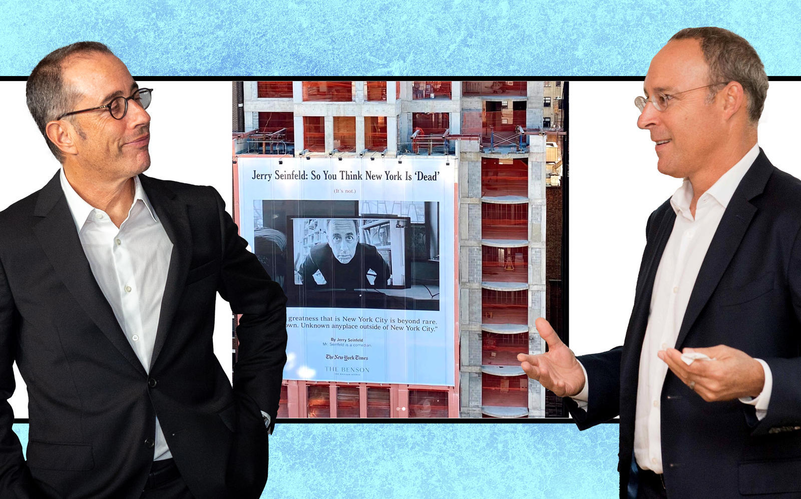 Jerry Seinfeld and Miki Naftali of the Naftali Group (Photos via Getty; Instagram)