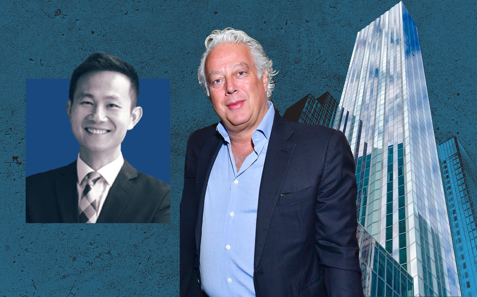 Vanke US managing director Kai-yan Lee, RFR’s Aby Rosen and 100 East 53rd Street (Photos via Foster + Partners and Getty)