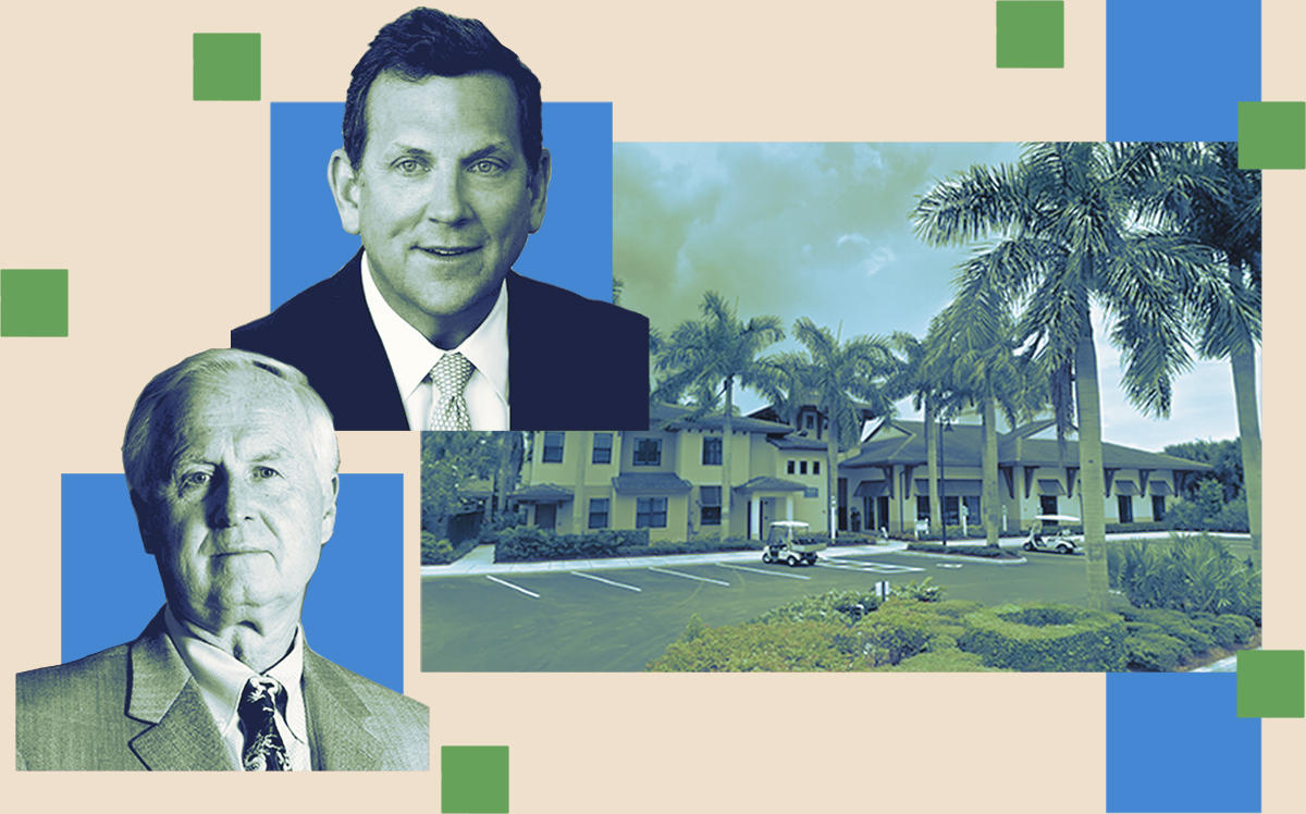 Olen Properties's Igor Olenicoff and Northwestern's John Schlifske with 4045 Central Gardens Way, Palm Beach Gardens (Getty, Twitter, Google Maps)