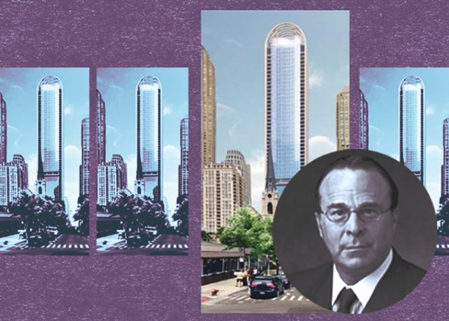 Symmetry's managing partner Jeffrey Laytin and rendering of the proposed tower project (Linkedin, Symmetry Property Development)