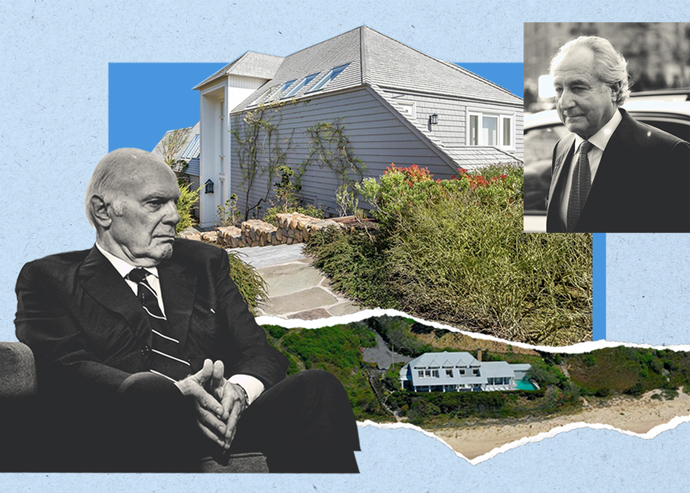 Steven Roth and (inset) Bernie Madoff with 216 Old Montauk Highway (Getty, Compass)