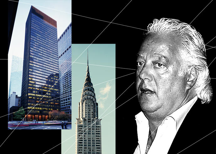 RFR Holding's Aby Rosen with the Seagram Building and the Chrysler Building (Photos via Getty; iStock)