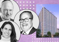 Clockwise from top: David Bistricer of Clipper Equity, Joseph Chetrit a rendering of the Gramercy Square condominium and Robyn Sorid of G4 Capital Partners (Photos via Clipper Equity, Getty, VUW, G4)