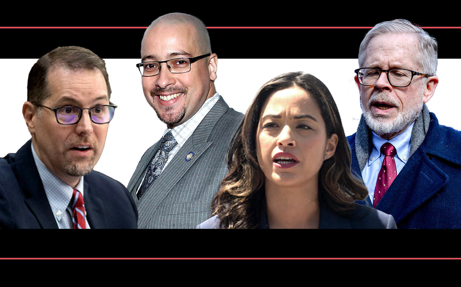 From left:  Councilmember Mark Levine, Sen. Gustavo Rivera, Councilmember Carlina Rivera and Assemblyman Richard Gottfried (Getty; New York City Council)