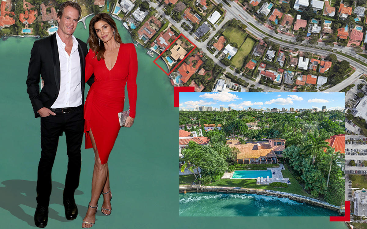 4404 North Bay Road with Cindy Crawford and Rande Gerber (One Sotheby's, Google Maps, Getty)