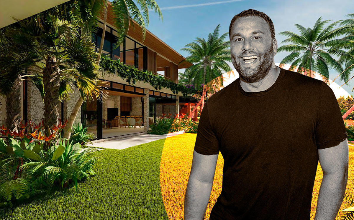 David Grutman with a rendering of the home (CMA Design Studio)