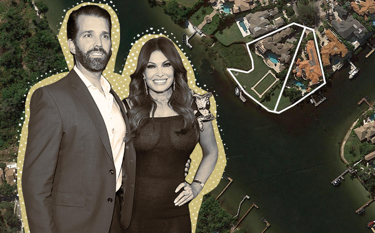 Donald Trump Jr. and Kimberly Guilfoyle with 492 & 494 Mariner Drive (Getty, Google Maps)