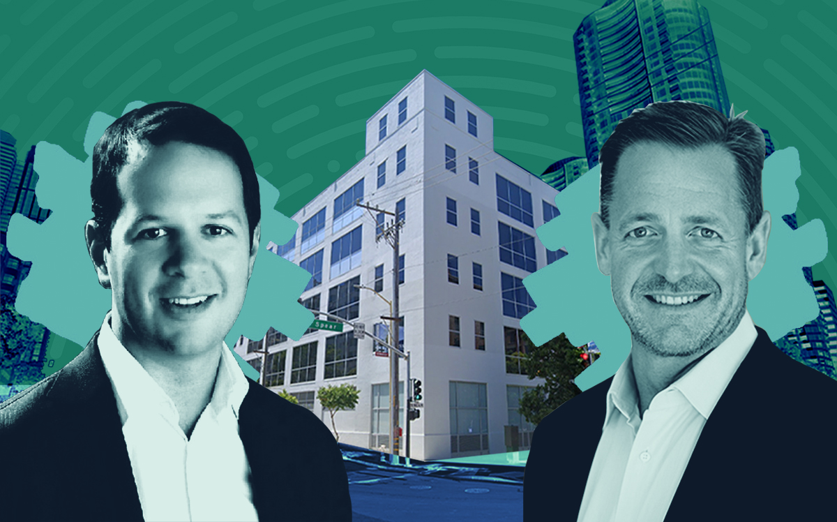 Madison Capital's Jonathan Nachmani and Harvest Properties' John Winther with 360 Spear Street (Google Maps)