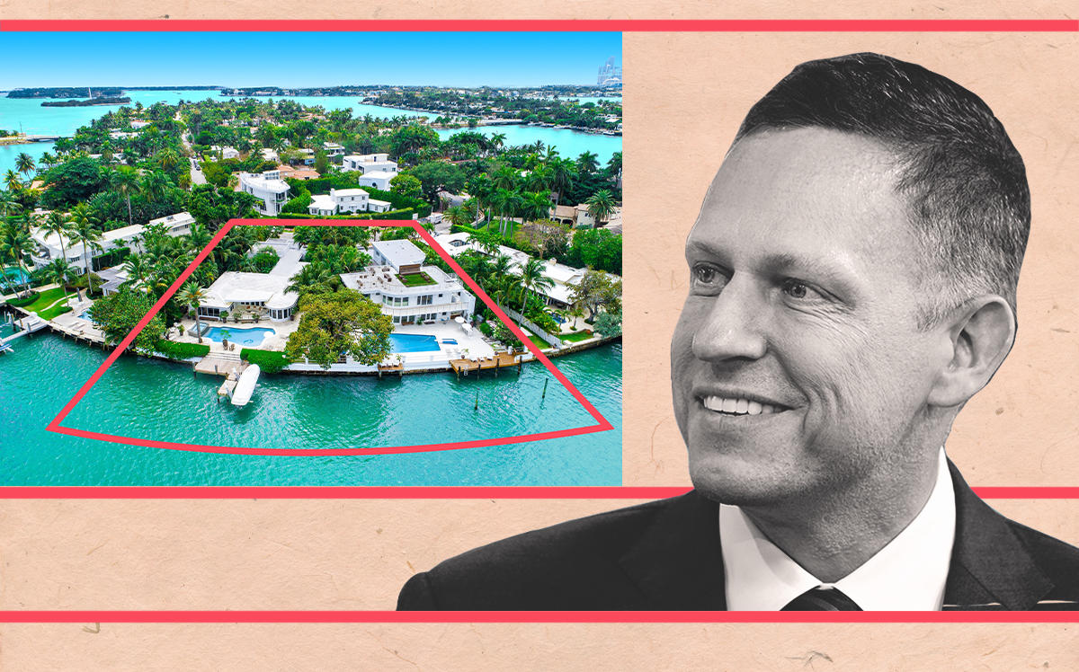 Peter Thiel with 445 to 441 East Rivo Alto Drive (Getty)