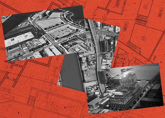 From left: 2-10 54th Avenue in Long Island City, 355 Exterior Street in the Bronx and a rendering of 145 Wolcott Street (Google Maps, Arquitectonica, iStock)