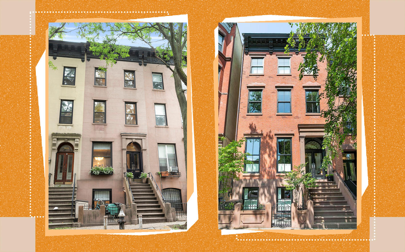 371 Clinton Street in Carroll Gardens and 6 Strong Place in Cobble Hill (Photos via Compass)