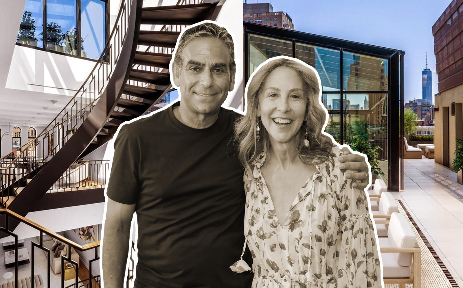 Michael and Elin Nierenberg and their newly purchased penthouse at 66 East 11th Street. (Getty, Douglas Elliman)