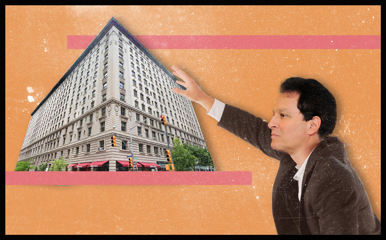 A photo illustration of the Belnord at 225 West 86th Street and HFZ CEO Ziel Feldman (Getty; iStock/Illustration by Kevin Rebong for The Real Deal)