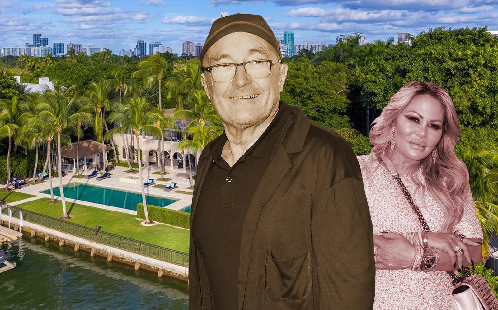 Phil Collins is in contract to sell his waterfront Miami Beach mansion amid a legal battle with his ex-wife, Orianne Bates. (Getty, Coldwell Banker Realty)