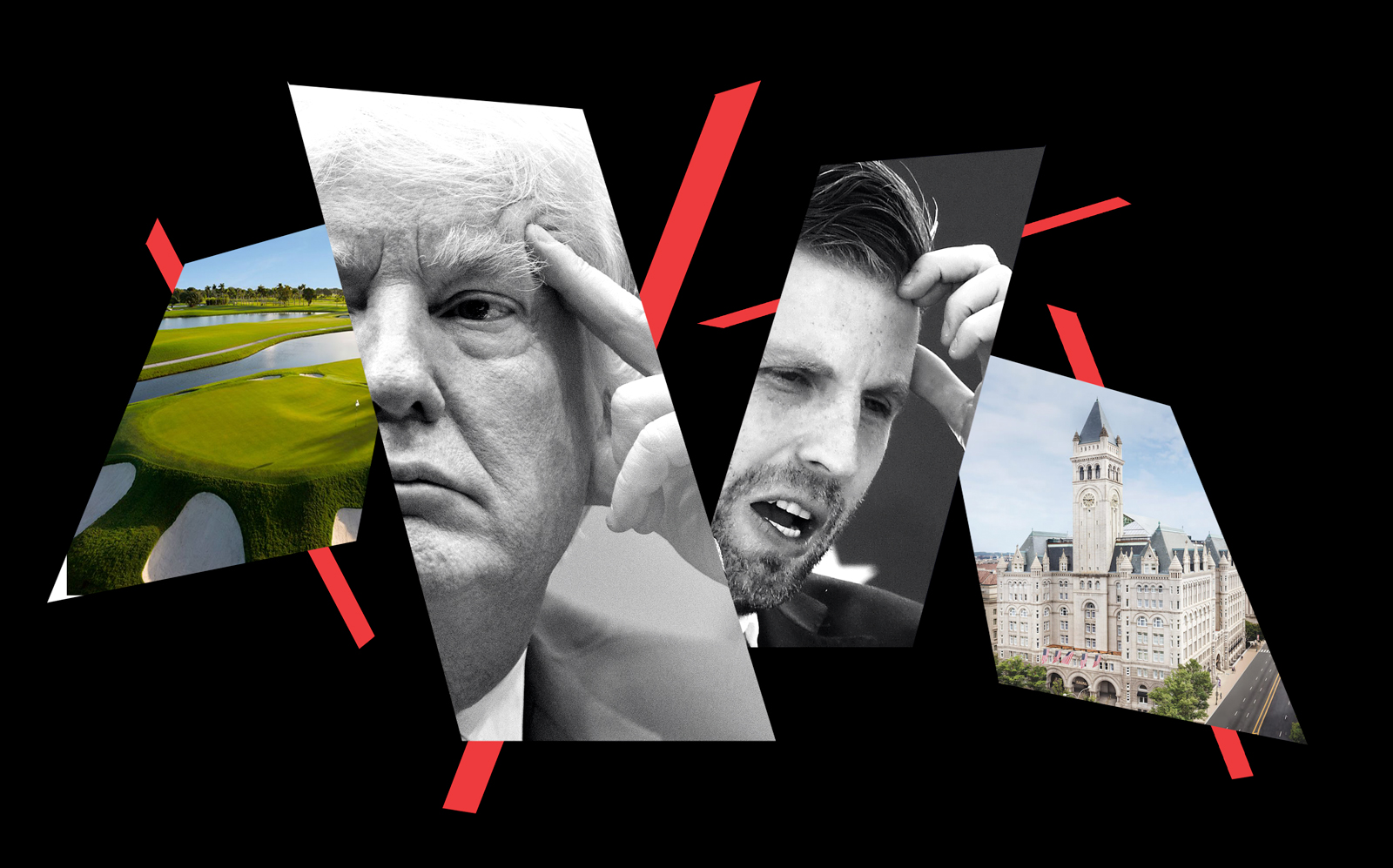 Donald and Eric Trump with the Trump National Doral Golf Club in Florida and Trump International Hotel at Washington D.C. (Getty; Trump Organization)