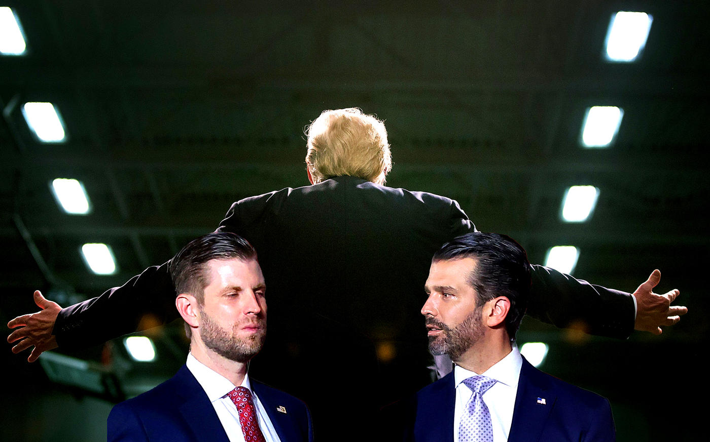 Eric Trump and Donald Trump Jr. with President Donald Trump (Getty)