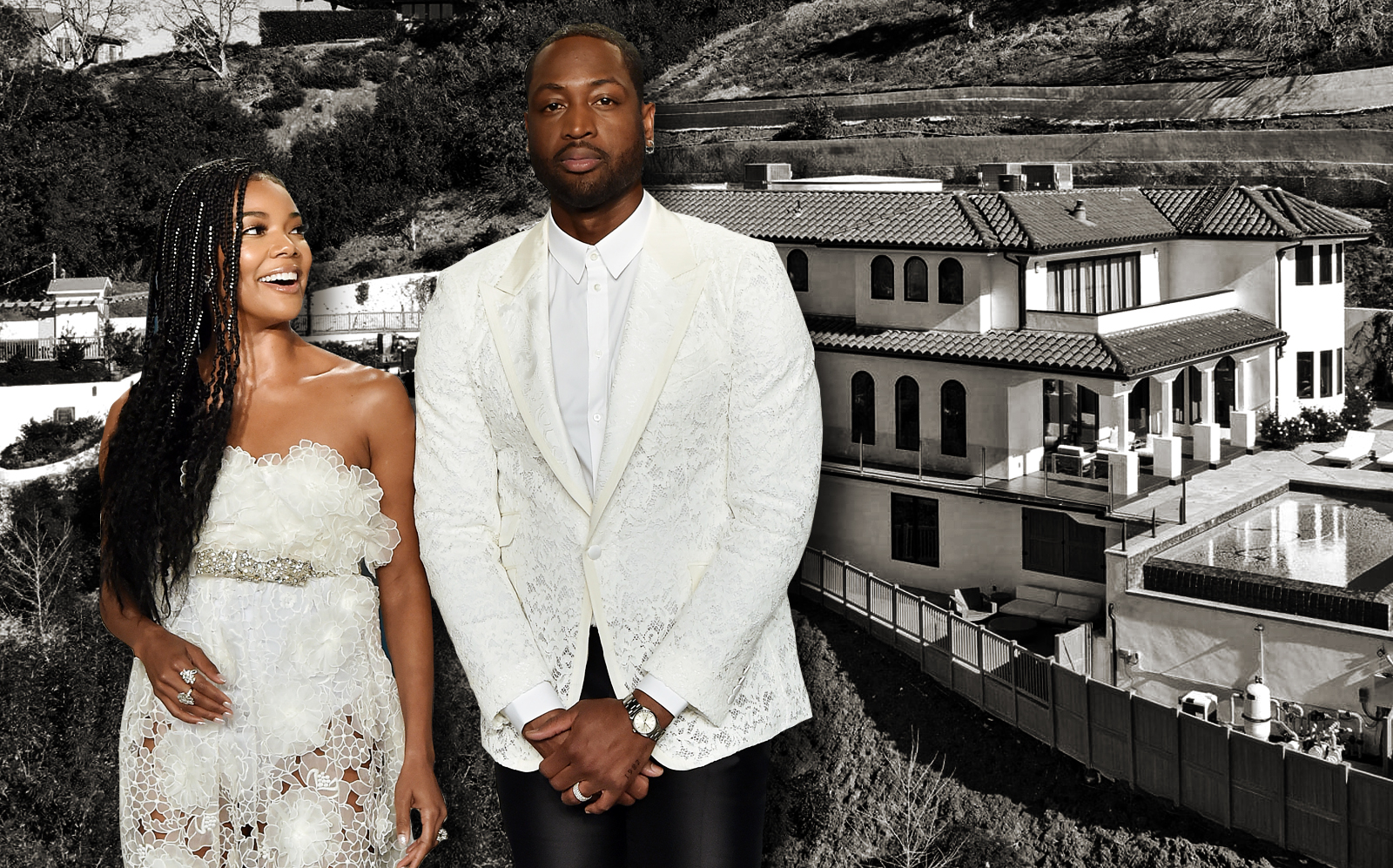 Dwyane Wade and Gabrielle Union dropped the asking on their Sherman Oaks mansion, a year after buying big in Hidden Hills. (Getty, Hilton & Hyland)