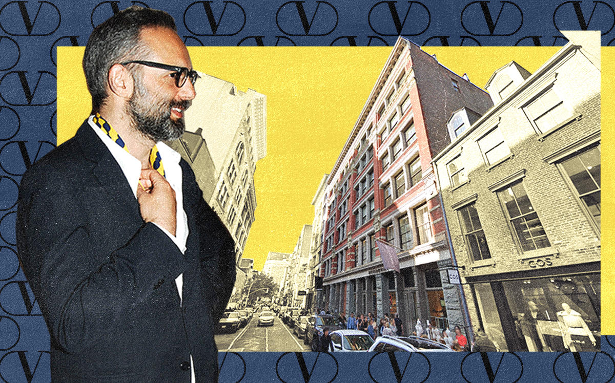 Valentino CEO Jacopo Venturini and 135 Spring Street (Nick Hunt/Patrick McMullan/Getty, Google Maps)
