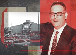 Simon Property Group CEO David Simon and Town Center at Cobb Mall (Getty, Google Maps, iStock/Illustration by Alexis Manrodt for The Real Deal)