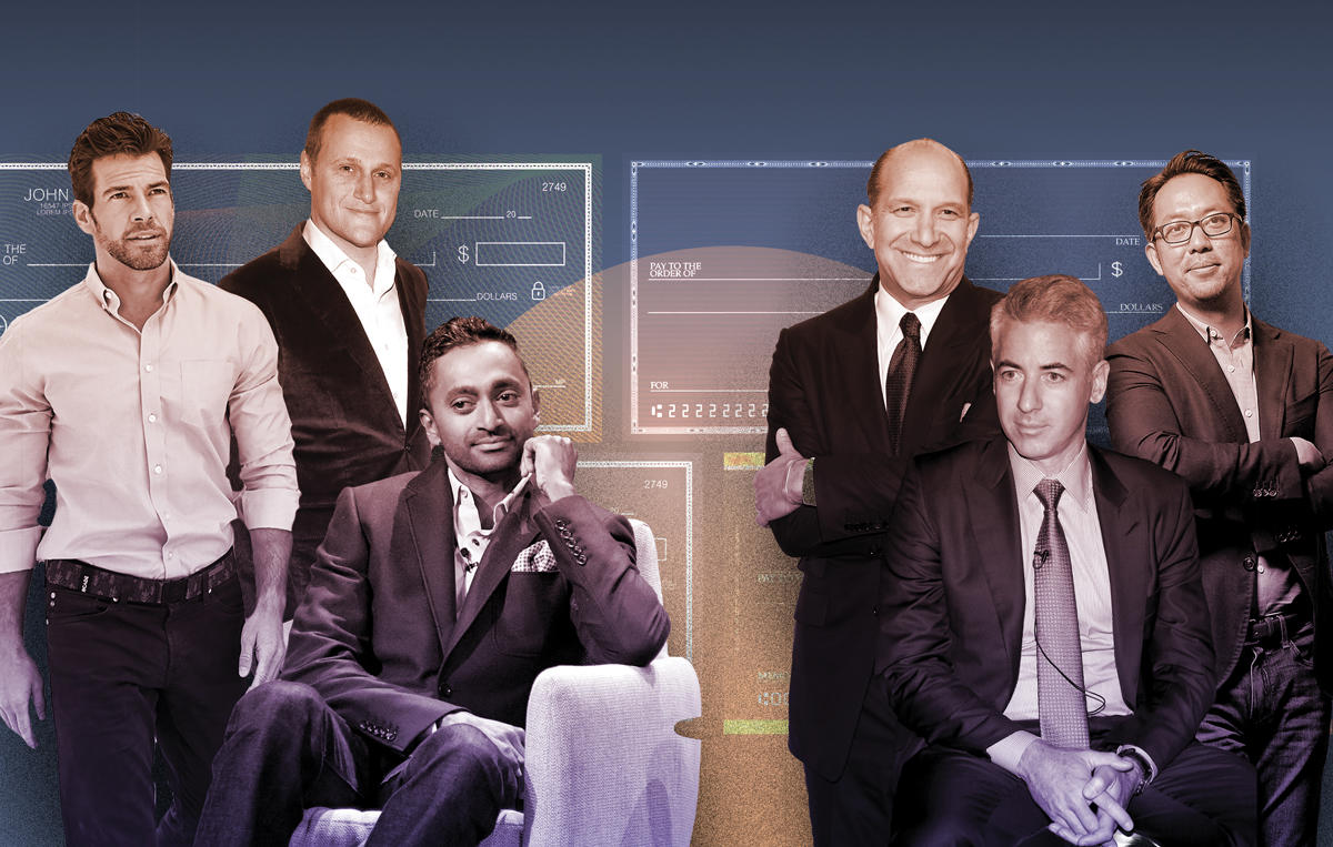 From left: Fifth Wall’s Brendan Wallace, Tishman Speyer’s Rob Speyer, Social Capital’s Chamath Palihapitiya, Cantor Fitzgerald’s Howard Lutnick, Pershing Square Capital’s Bill Ackman and Opendoor’s Eric Wu