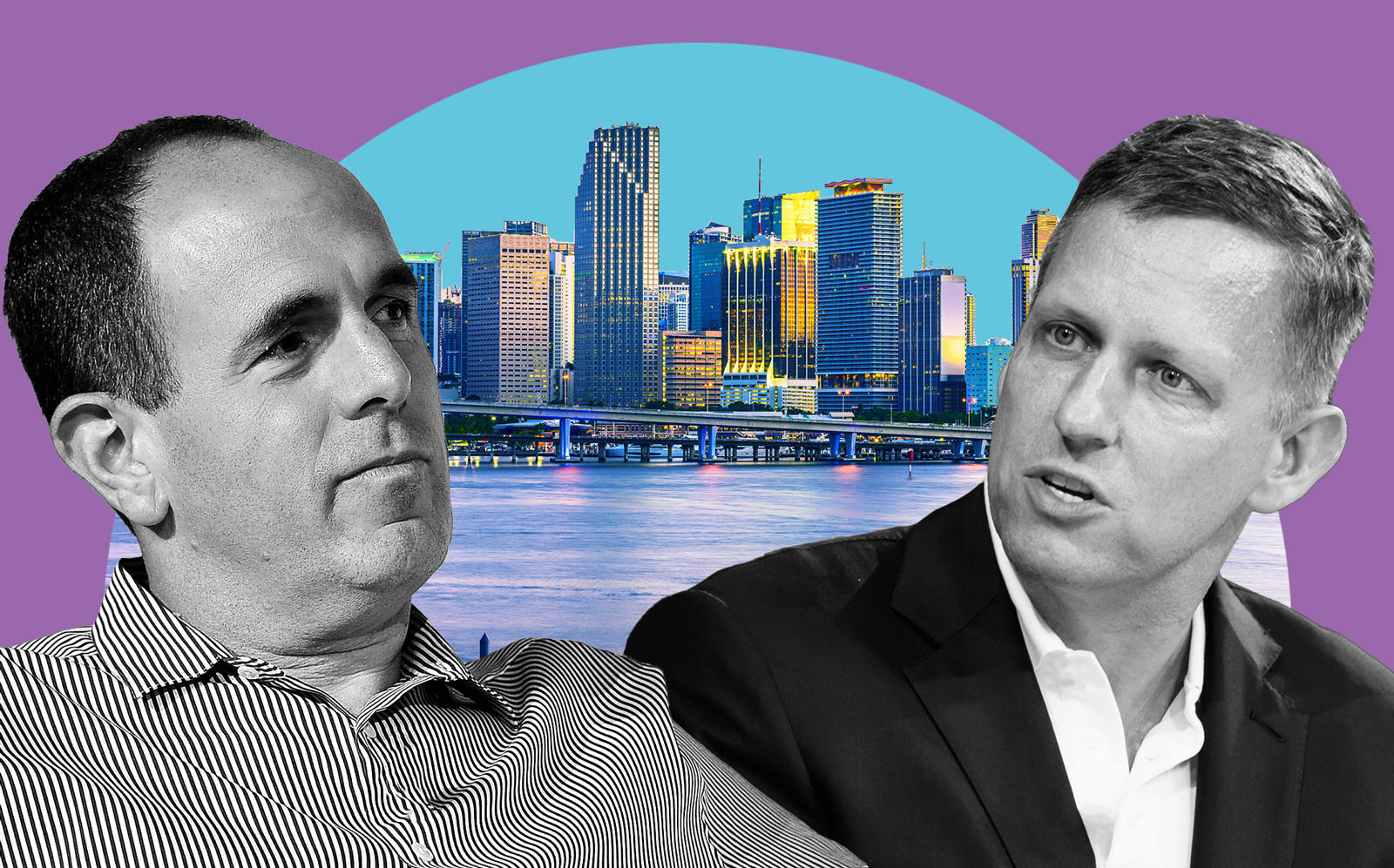 Founders Fund partners Peter Thiel and Keith Rabois (Getty/Illustration by Kevin Rebong for The Real Deal)
