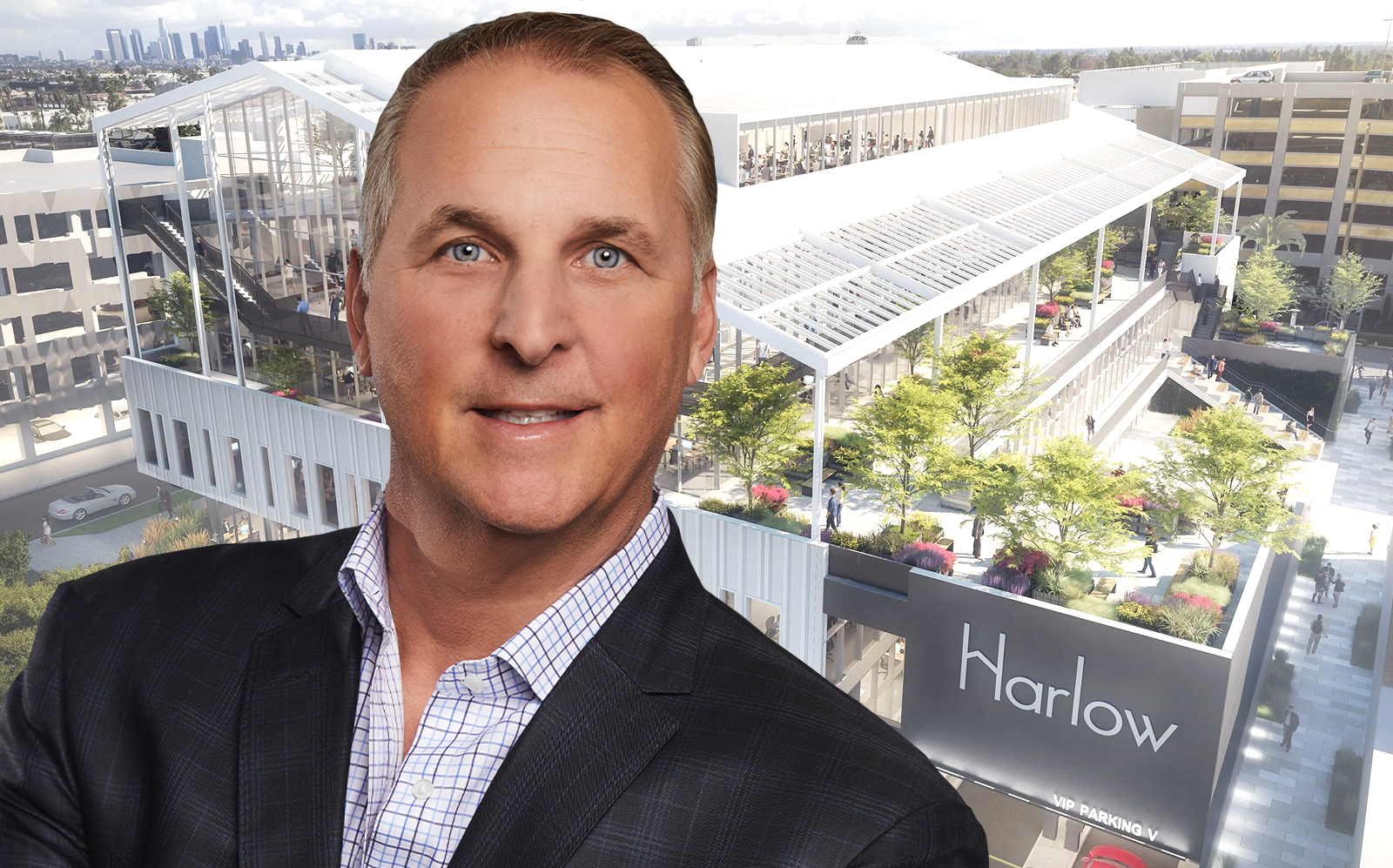 Hudson Pacific Properties CEO Victor Coleman with his LA office building The Harlow. (Hudson Pacific)