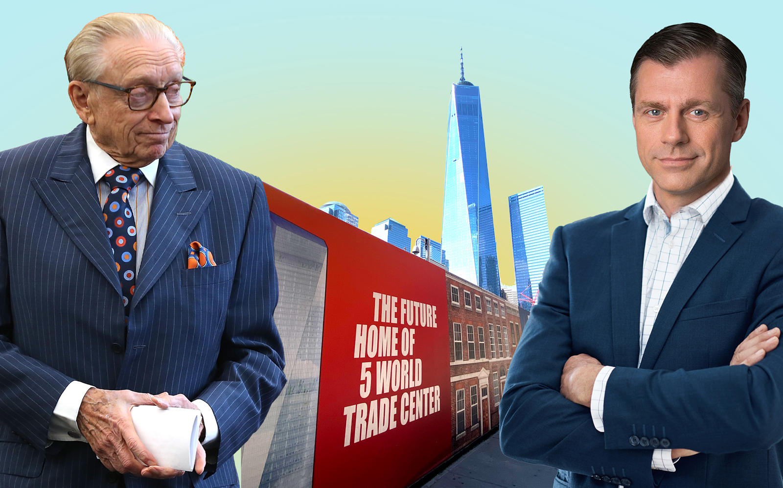 Silverstein Properties’ Larry Silverstein and Brookfield’s Brian Kingston (Getty/Illustration by Kevin Rebong for The Real Deal)