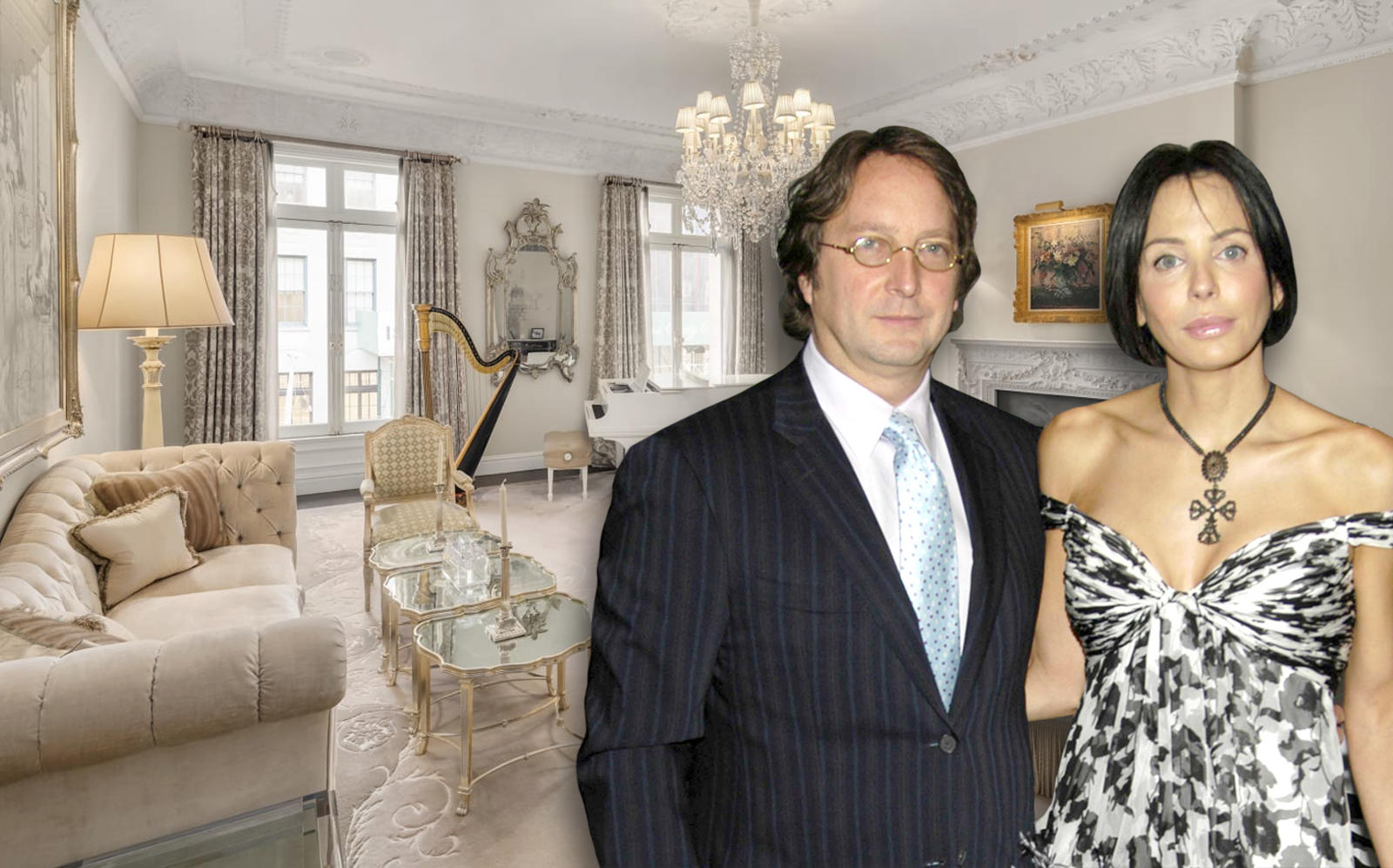 Philip Falcone with his wife Lisa Marie Falcone and their Manhattan home. (Getty, Christie's Real Estate)