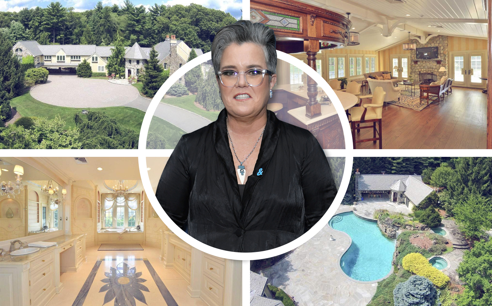 Rosie O'Donnell and her six bedroom house. (Getty, Special Properties, Division Brook Hollow Group)