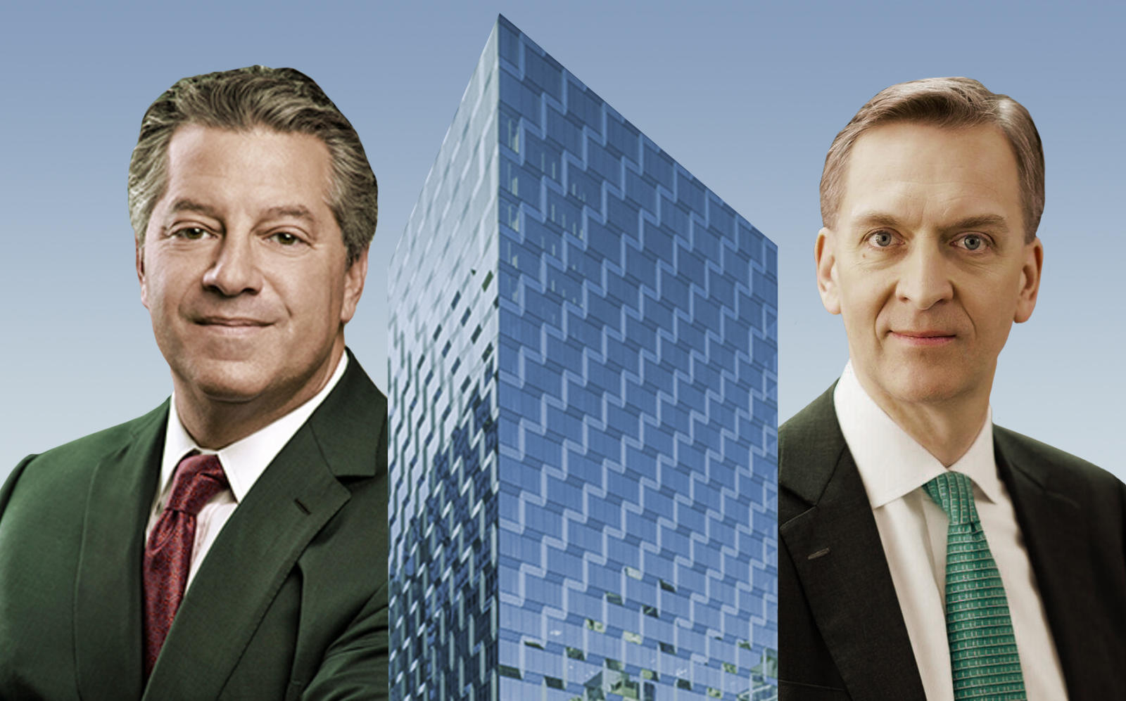 SL Green's Marc Holliday and Brookfield Asset Management's Bruce Flatt with Tower 46. (SL Green, Brookfield)