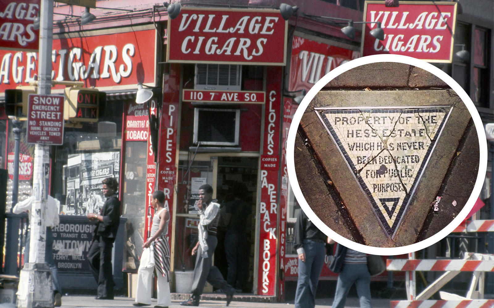 An image of Village Cigars from 1976 pictured with the Hess Triangle. (Getty, WikiMedia)